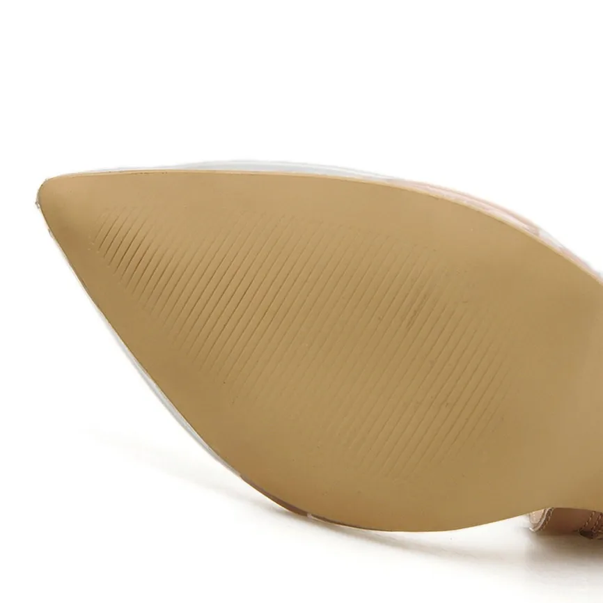 Прозрачные ботинки на молнии высоком каблуке женские ботильоны в европейском и