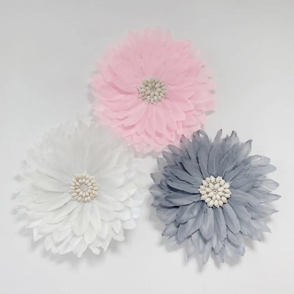 Feather Conch Artificial Flower Wall Mounted Hanging Wedding Party Home Decor | Wind Chimes &amp Decorations