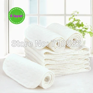 10 шт./партия 6 слоев здоровья Хлопок Моющиеся Многоразовые вставки детская ткань