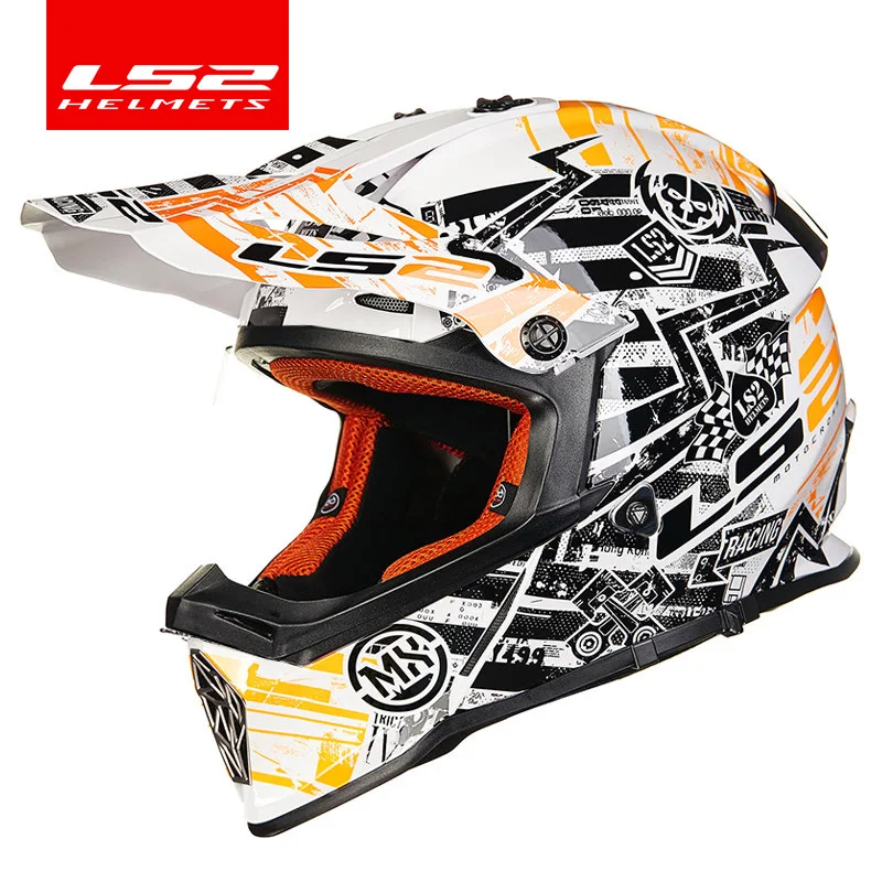 LS2 MX437 бездорожье шлем Байкер безопасность casco ls2 Приключения крест мотоциклетный шлем новейший мотоциклетный шлем без козырька - Цвет: white and yellow