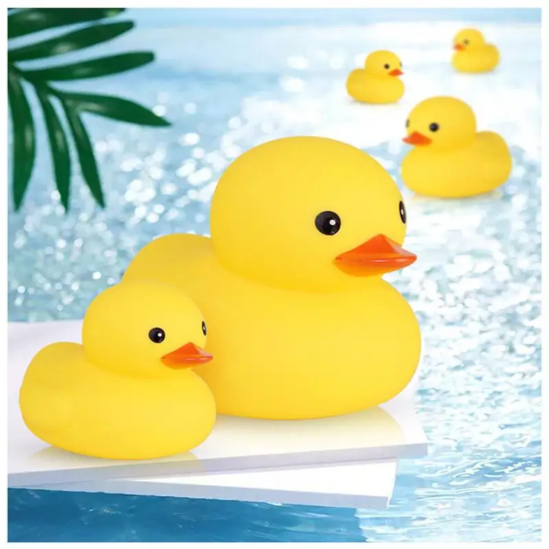 1Pc Cute Little Yellow Duck With Squeeze Sound Bath Toy Soft Rubber Float Play Bath Game Gifts For Children Kids Baby Big Size
