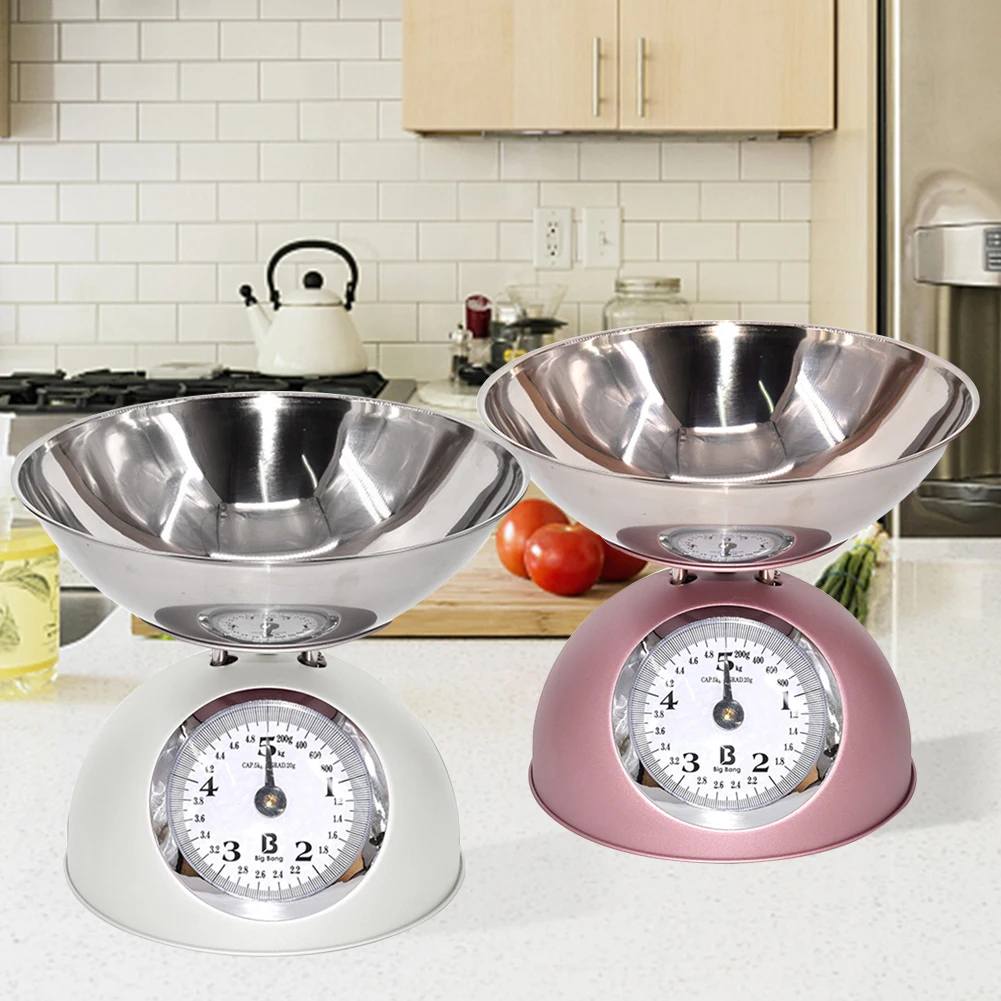 

5kg With Bowl Measuring Tool Cooking Baking Kitchen Scale Stainless Steel Accurate Home Retro Mechanical Type Restaurant