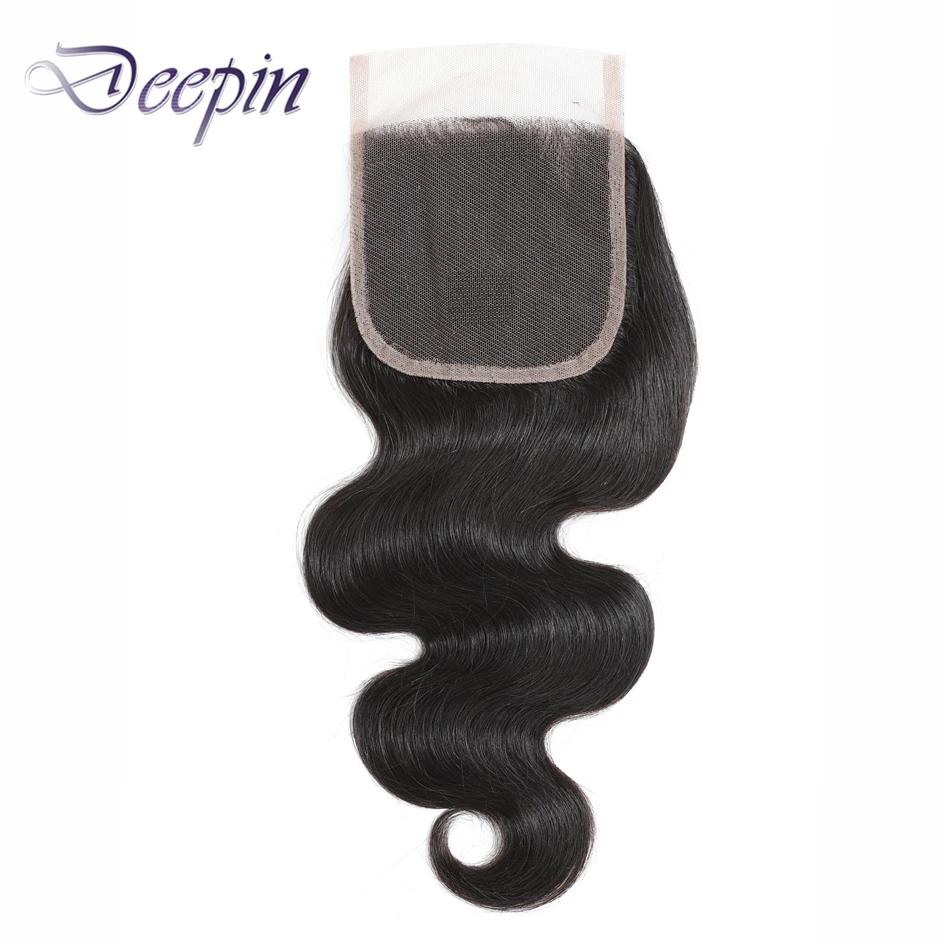 Deepin волнистые пряди с закрытием перуанское мелирование волос 3 человеческие