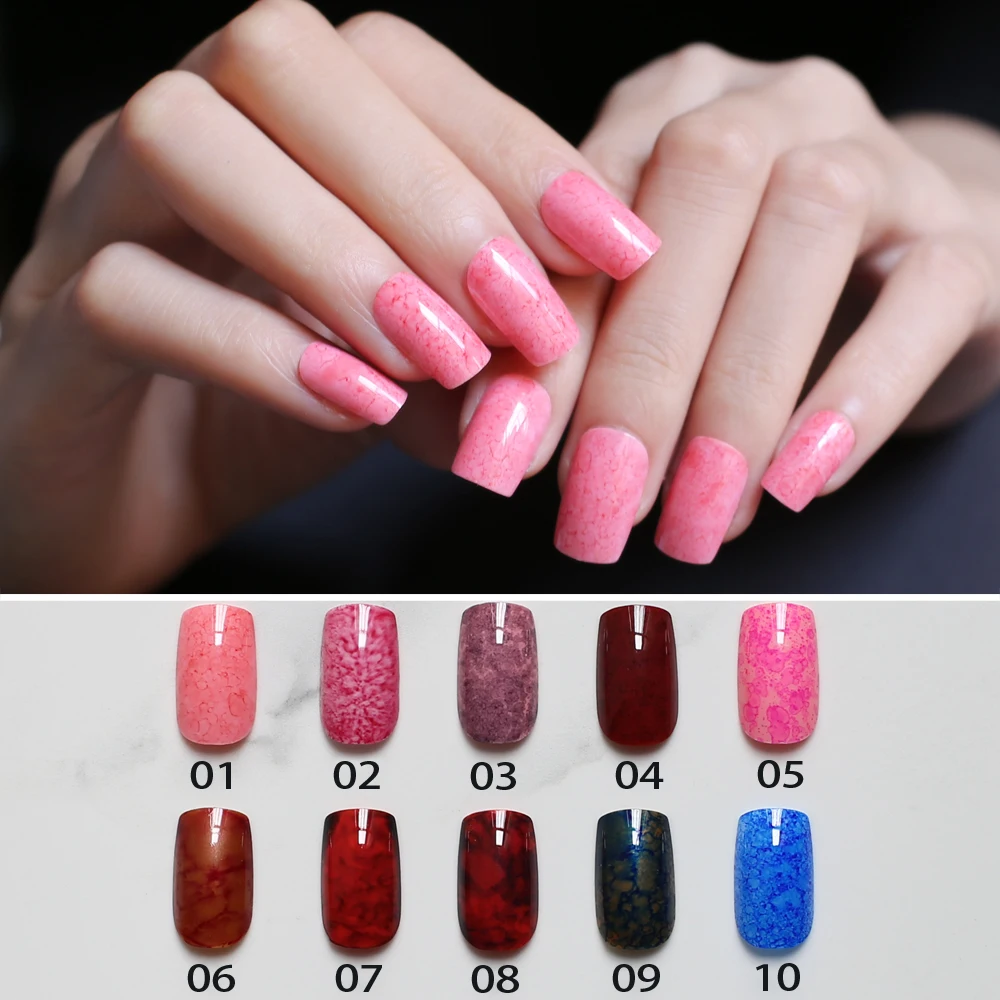 Янтарный искусство накладные ногти длинные квадратные УФ размазывание розовый