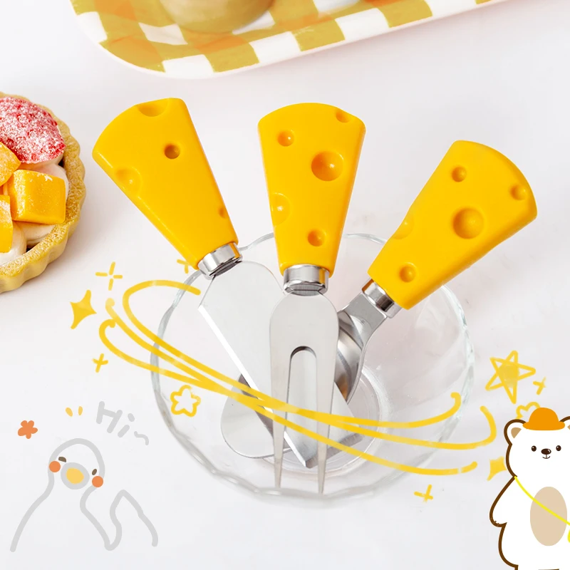 

Cheese Cheese Fruit Knife And Fork Creative Cute Western Tableware Butter Jam Spreading Knife Children's Tableware Small spoon