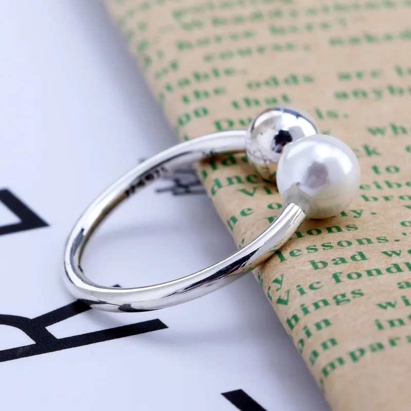 

2019 Fashion 925 Sterling Silver Contemporary Pearl Ring For Women Resizable Wedding Engagement Rings DropShipping