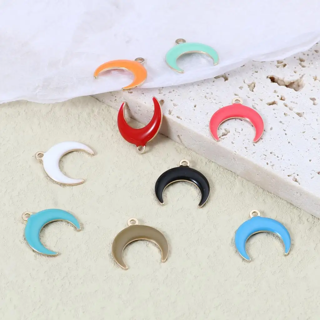 

5 PCs Galaxy Moon Charms Pendant Colorful Half Moon Double-Sided Enamel Sequins Charms For Jewelry Making Keychain Necklace DIY