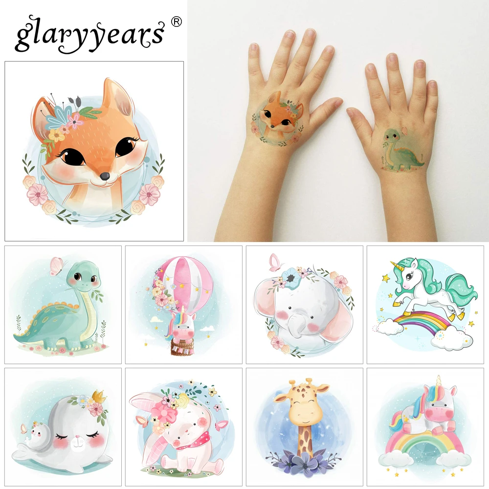 Glaryyears 5*5 см милые животные макияж Временная татуировка наклейка красочная