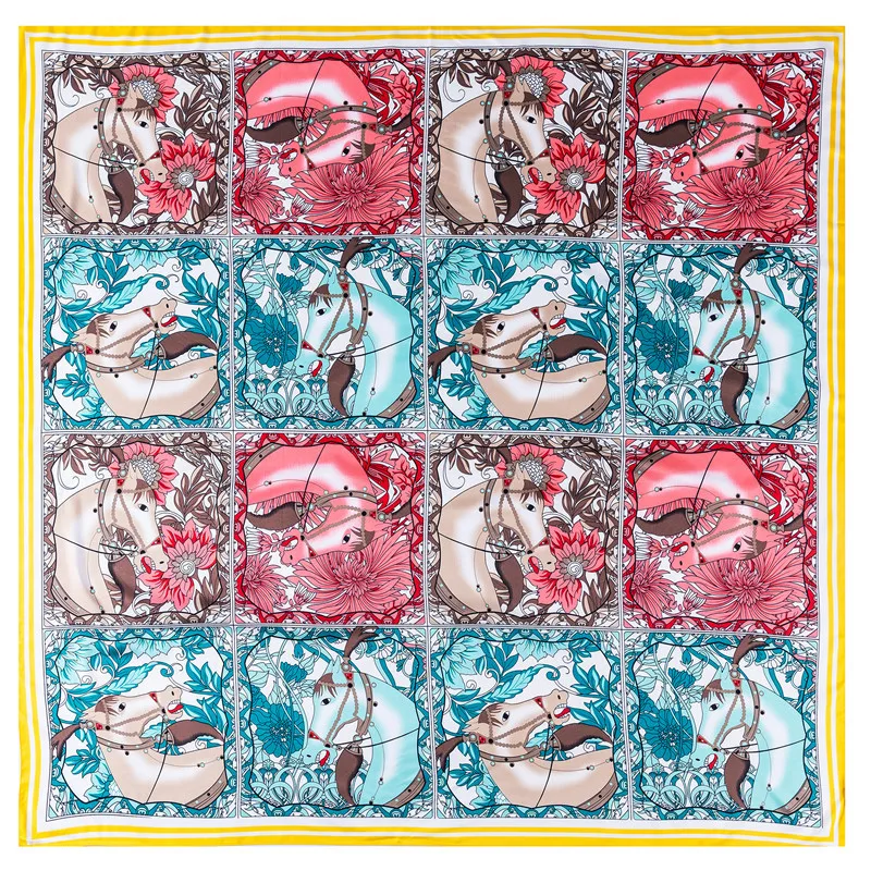 

horse print women silk shawl,130 Cm Scarf,Silk Scarves Square Letter,Designer Scarfs Big,130cm Silk Scarf