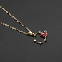30pcs gift simple geometric round circle butterfly flower zircon clavicle animal flying bee dragonfly insect necklace jewelry