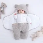 Спальный мешок для новорожденных, бархатная Пеленка из ягненка на осень и зиму, утепленное теплое стеганое одеяло с разрезом для ног, спальный мешок для коляски, одеяло для младенцев