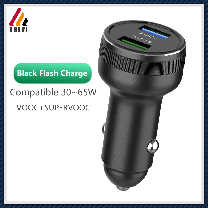 

USB Car Charger 65W Dual Quick Charge QC3.0 Type C PD Fast Car Charging Charger For one plus iPhone Xiaomi Huawei Mobile Phone
