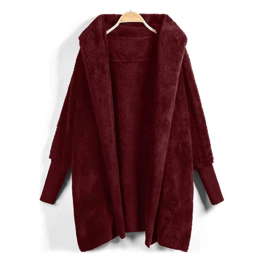 Женское плюшевое пальто Womail большого размера зимняя теплая верхняя одежда