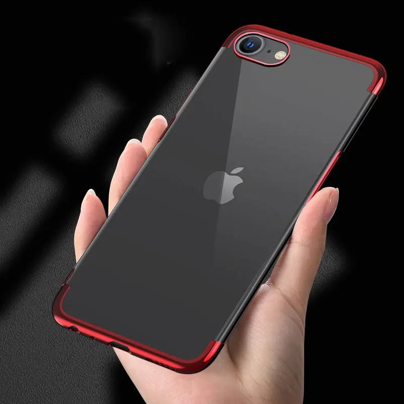 Чехол для iPhone SE 2020 2 роскошный Прозрачный бампер из ТПУ с силиконовым покрытием