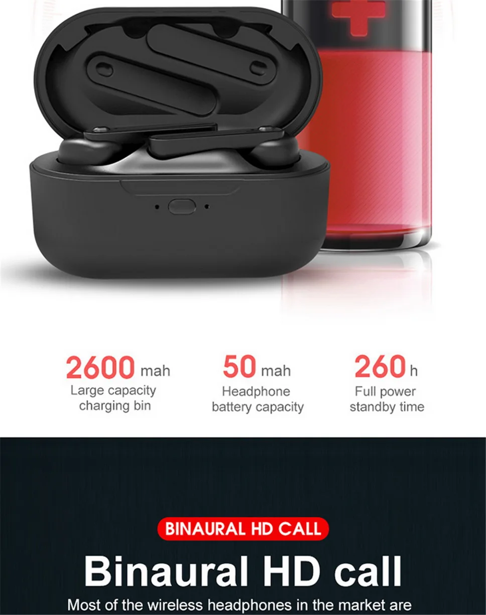 A10 TWS настоящие беспроводные наушники Bluetooth наушники V5.0 6D объемная Спортивная гарнитура 2600 мАч супер зарядный чехол