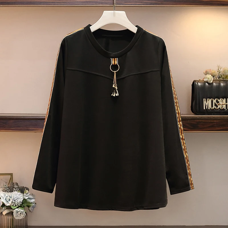 Женский полосатый спортивный костюм большого размера плюс Xl-5Xl футболка + штаны