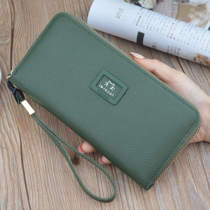 Женский Длинный кошелек на одной молнии Большой Вместительный бумажник с