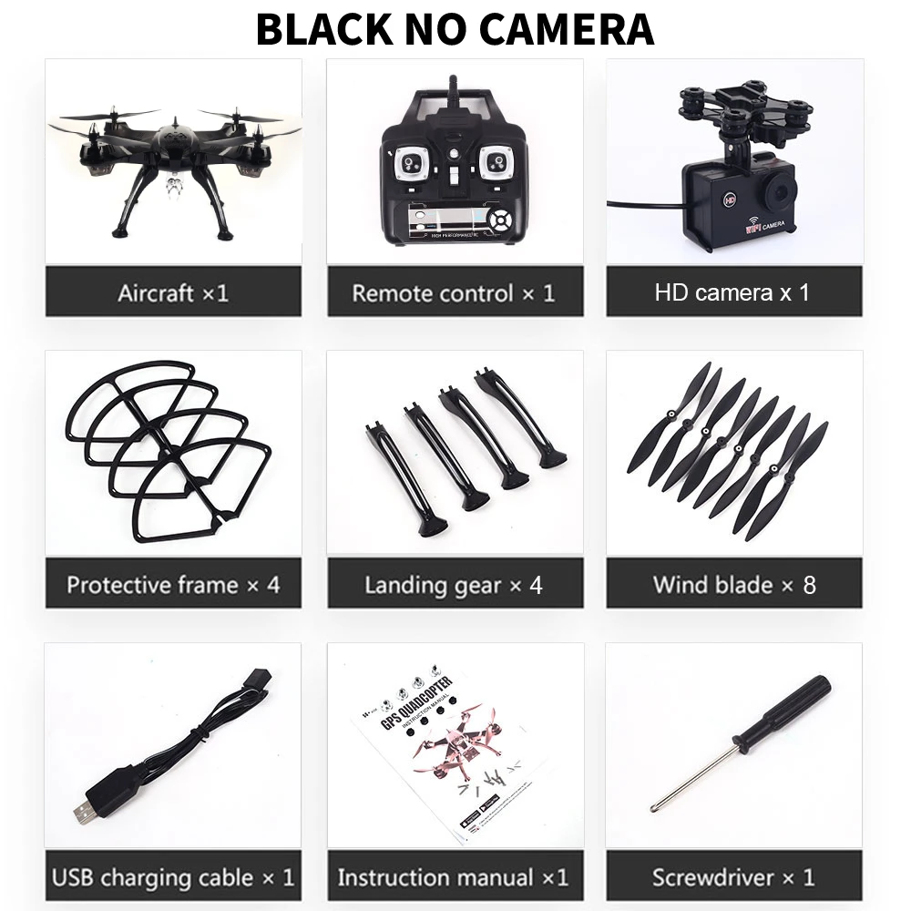 black no camera X9 профессиональная широкоугольная камера Дрон 1080p HD gps WiFi FPV щетка Пропеллер для мотора длинная батарея воздушный Дрон на ру Квадрокоптер - Цвет: black no camera