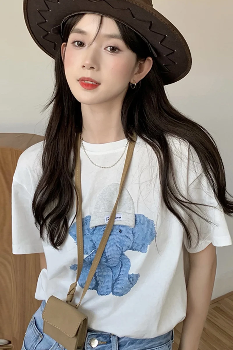 Белая футболка с коротким рукавом женский летний топ новинка 2021 модный Свободный