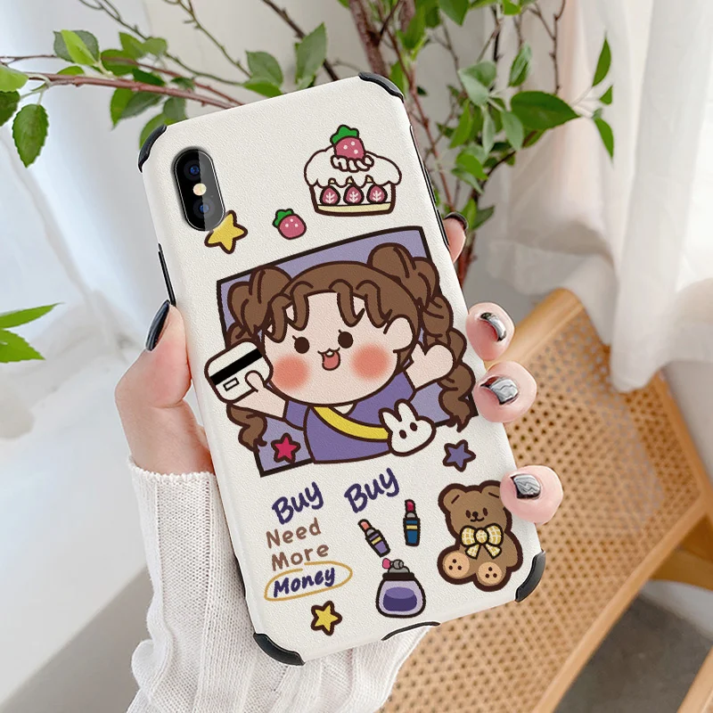 

Cartoon Bear Phone Case For iPhone X XS XR XSMAX Liquid Silicone Cover