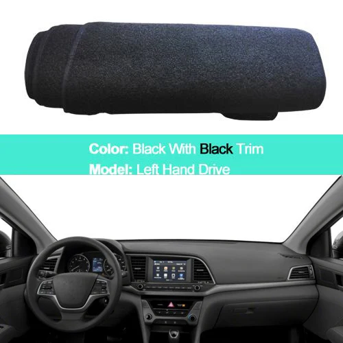 Черный 2 Layers Car Dashboard Cover Carpet Cape Dash Mat Dashboard Anti-UV For Hyundai Elantra Avante LHD RHD - Название цвета: Черный