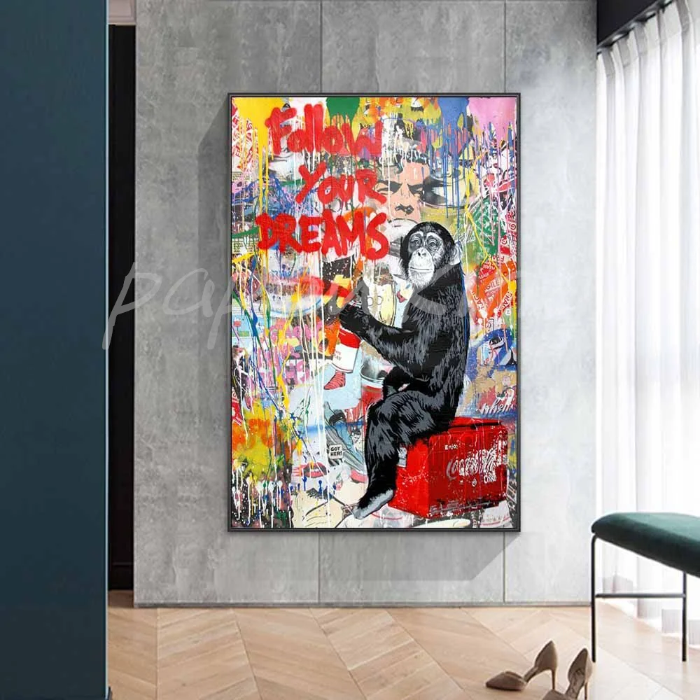 

Diy Color Wall Graffiti Monkey Diamond Painting Full Square Round Diamond Cross Stitch Kit Home Art Rhinestone Embroidery Poster