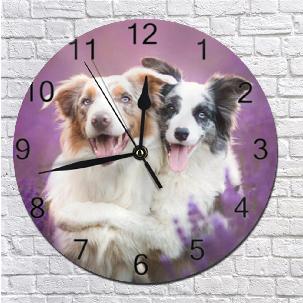 Настенные декоративные часы с рисунком собаки цифровой циферблат бесшумные