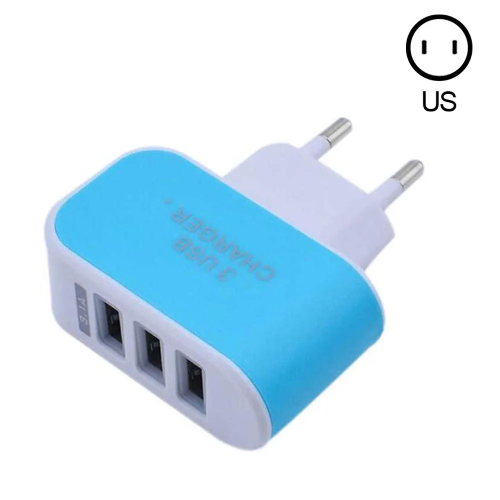 

Wall Charger 3-Port USB Plug Cube Portable Travel Power Adapter US Plug LED Charging Block for Smartphones