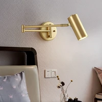 sambung nordic bedside wall lamp gold modern creative adjustable rotation retractable wall sconce bedroom black color