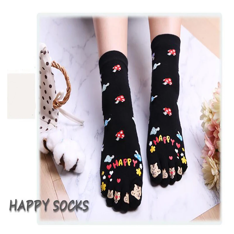 Носки до щиколотки с пятью пальцами женские красочные милые носки разрезом для