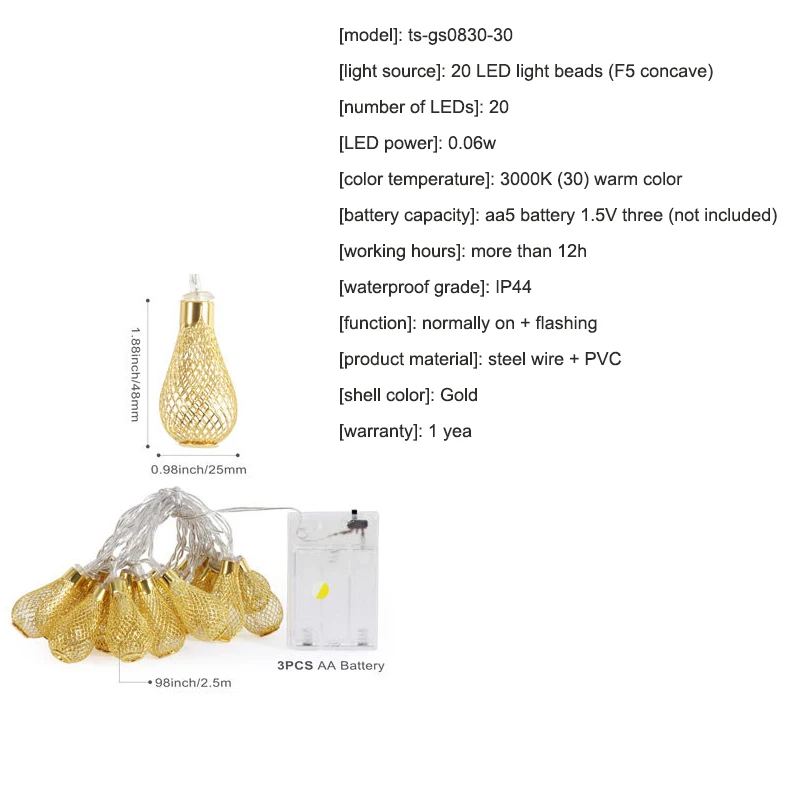 

DLMH LED String Lights Christmas Tree Landscape Lights Copper Wire Decoration With Wedding Party Bar