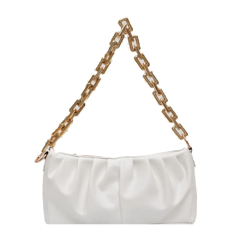 

Retro Thick Chain Designer Shoulder Bag Women 2021 Solid Color Pu Leather Vintage Hobo Bag Female Fashion Handbags and Purses