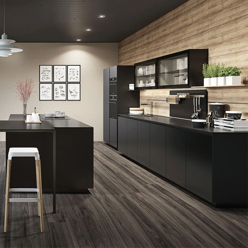 Черный матовый лак европейский стиль готовый кухонный шкаф на заказ|kitchen cabinet|kitchen