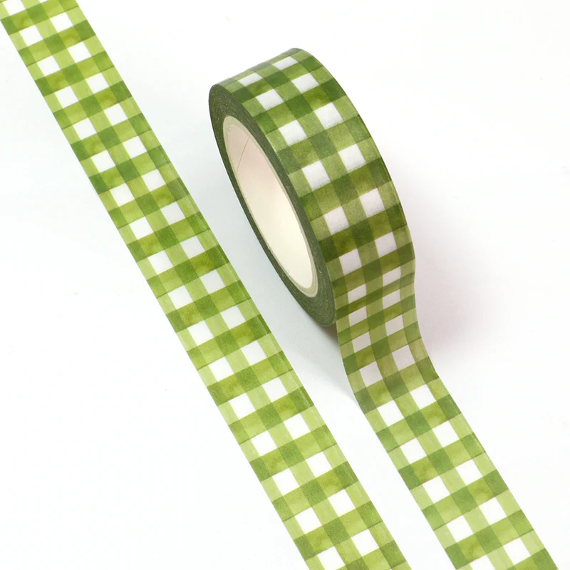 

NEW 10pcs/Lot Decorative Cute Watercolor Green Grid Washi Tapes DIY Scrapbooking Planner Adhesive Masking Tape Kawaii Stationery