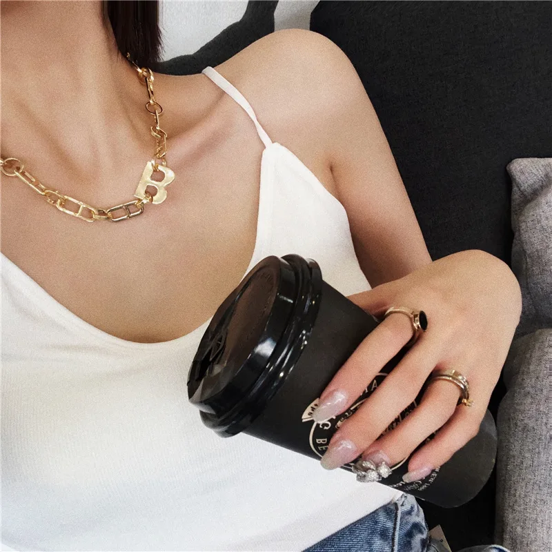 

Fashion new metal style letter B necklace female wild clavicle chain hot sale