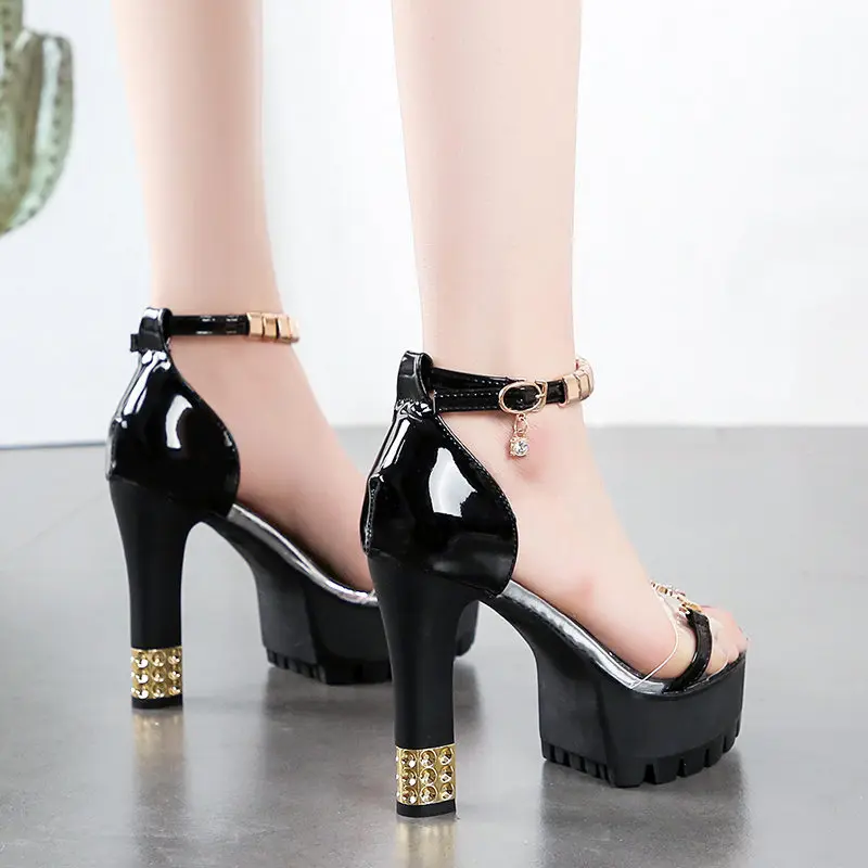Сандалии женские на платформе и толстом высоком каблуке Босоножки с открытым