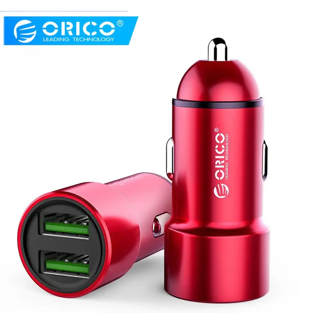 Автомобильное зарядное устройство ORICO с двумя портами USB, алюминиевое зарядное устройство 5 в 2,1 А, умный автомобильный адаптер для путешествий для iPhone, samsung, Xiaomi, автомобильное USB зарядное устройство