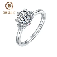 gems ballet 585 14k 10k 18k gold 925 silver ring 1 0ct 6 5mm test passed moissanite diamond coronation crown ring for women