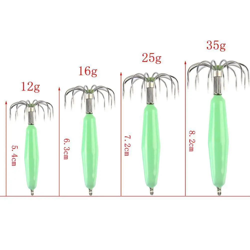 

Luminous Squid Lure Hook Fish Hook Vivid Lifelike Simulation Squid Hook Fishing Tackle Lures Squid Jig Lures With Hook 12 Pin