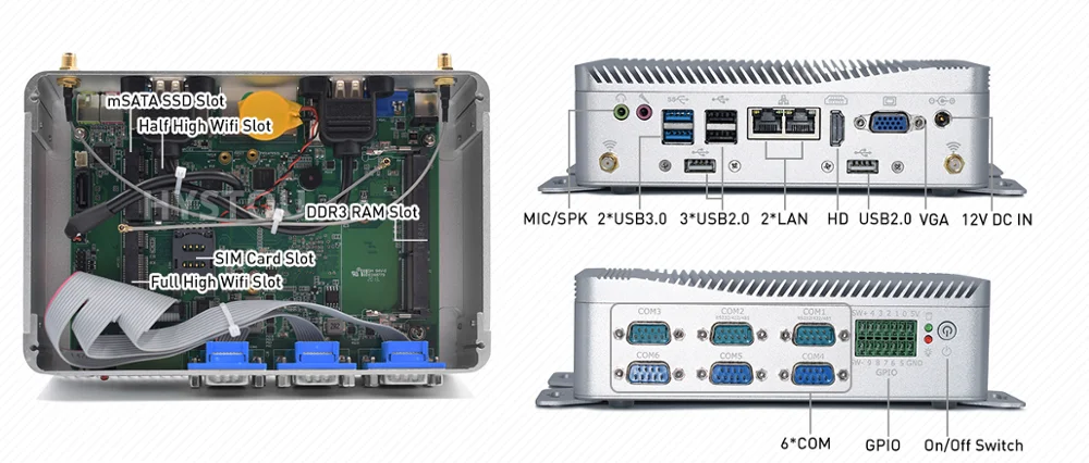 HYSTOU промышленный компьютер Celeron J1900 RS422/485 COM с GPIO ddr3 2 intel lan настольные компьютеры