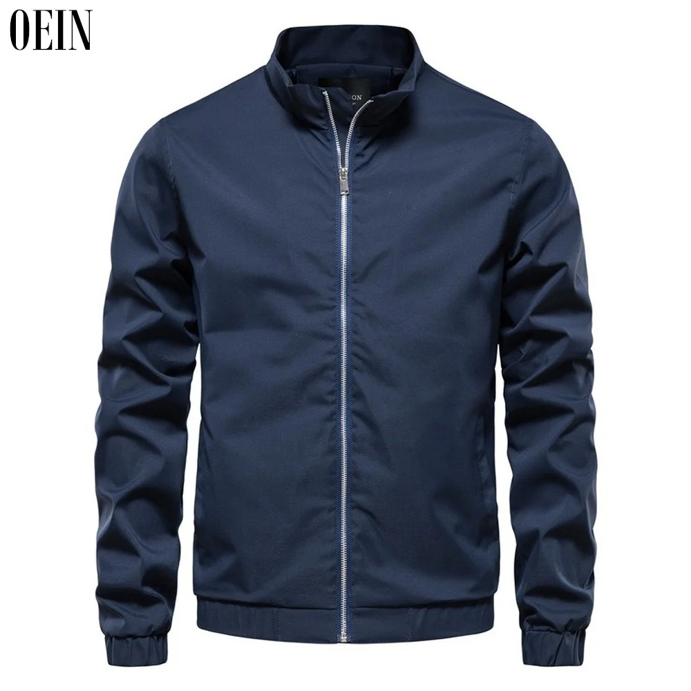 

Men Casual Jacket Fashion Clothing Lightweight Jacket Pure Color Stand Collar Slim Fit Bomber Jacket Men 2021 Brand New