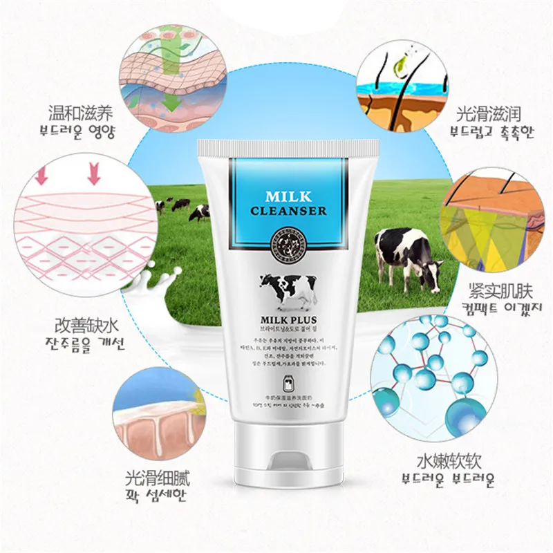 

HANCHAN Milk Face Wash Facial Cleanser Nourishing Cleanser Foam Moisturizing Whitening Anti-Spots Marks Deep Clean Cosmetics