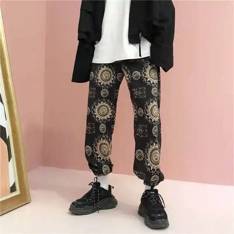 NiceMix женская одежда винтажный принт ulzzang harajuku шаровары женские свободные BF