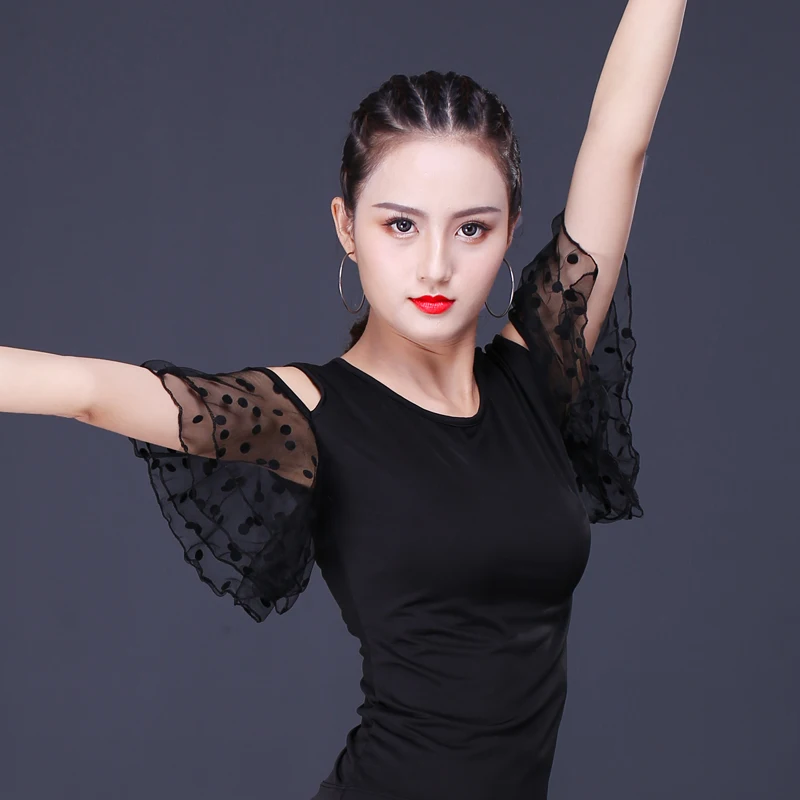 

Square Dance Latin Dance Top for Woman Female New Practice Modern Dance Dress Short Sleeve Ballroom Dance Competition Dresses