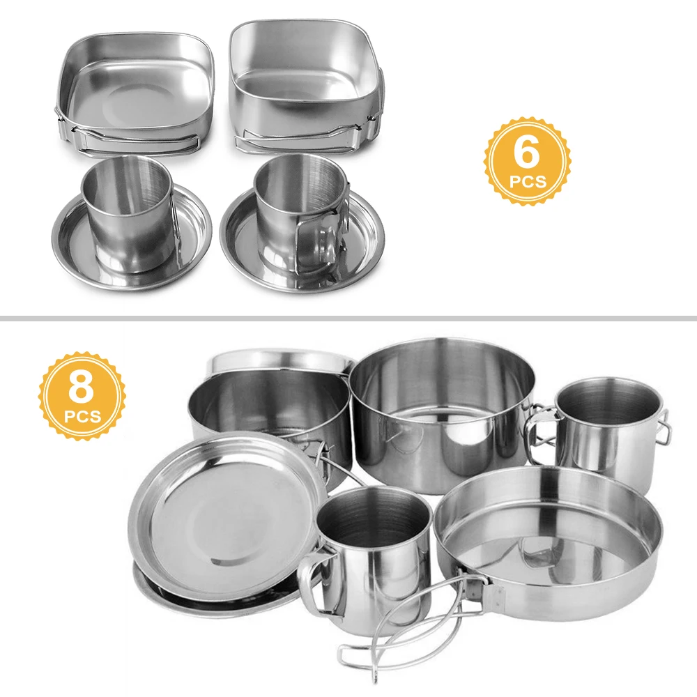 Новый набор посуды из нержавеющей стали 6 шт./8 шт. для кемпинга кофейные чашки