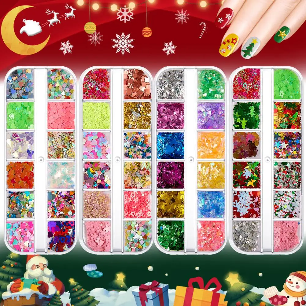 

Colorful 1 Box Exquisite Nail Sequin Star Xmas Tree Glitter Flakes Ultra Thin Nail Flake Shiny for Beauty