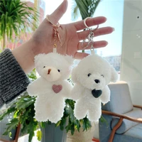 korean cute cartoon plush teddy bear keychain men women bag car pendant toys keychain charms anime keychain for girls jewelry