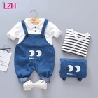 Одежда для новорожденных девочек и мальчиков, Осень-зима 2020, детская одежда, повседневный костюм на бретелях, комплекты одежды для младенцев 6, 9, 12, 24 мес.