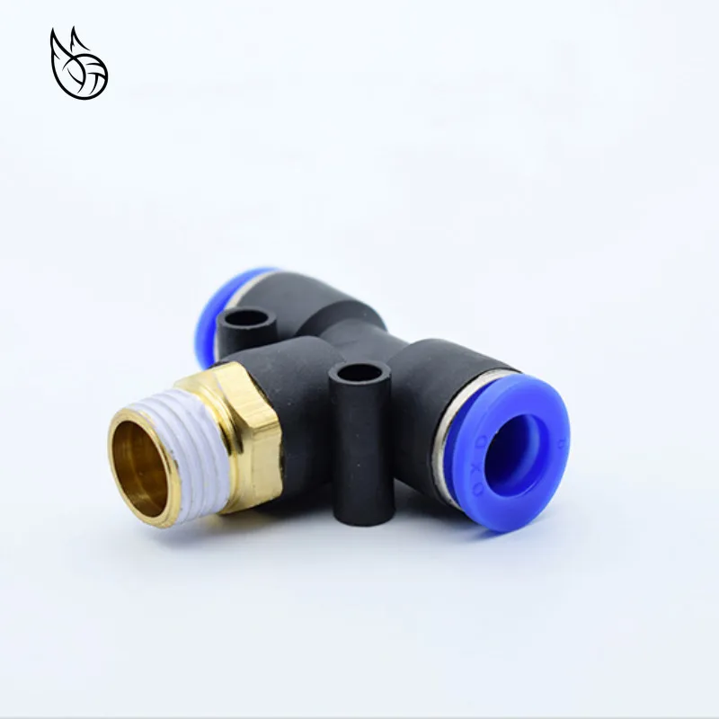 

PB" Air Connector Fitting T Shape Tee 4mm to 12mm Hose Pipe to 1/8" 1/4" M5 3/8" 1/2" BSP Male Thread Pneumatic Coupler