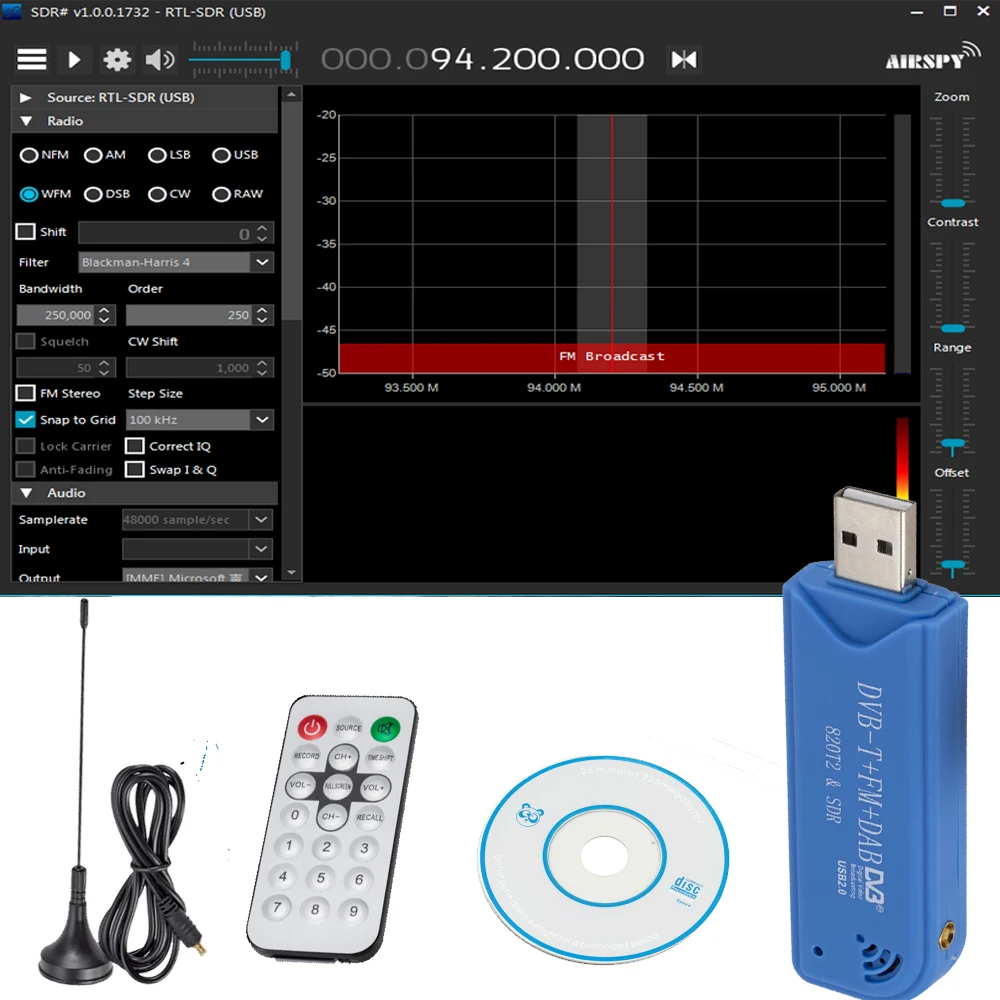 DVB T USB2.0 радио программное обеспечение Поддержка SDR + DAB FM RTL2832U R820T2 цифровой ТВ